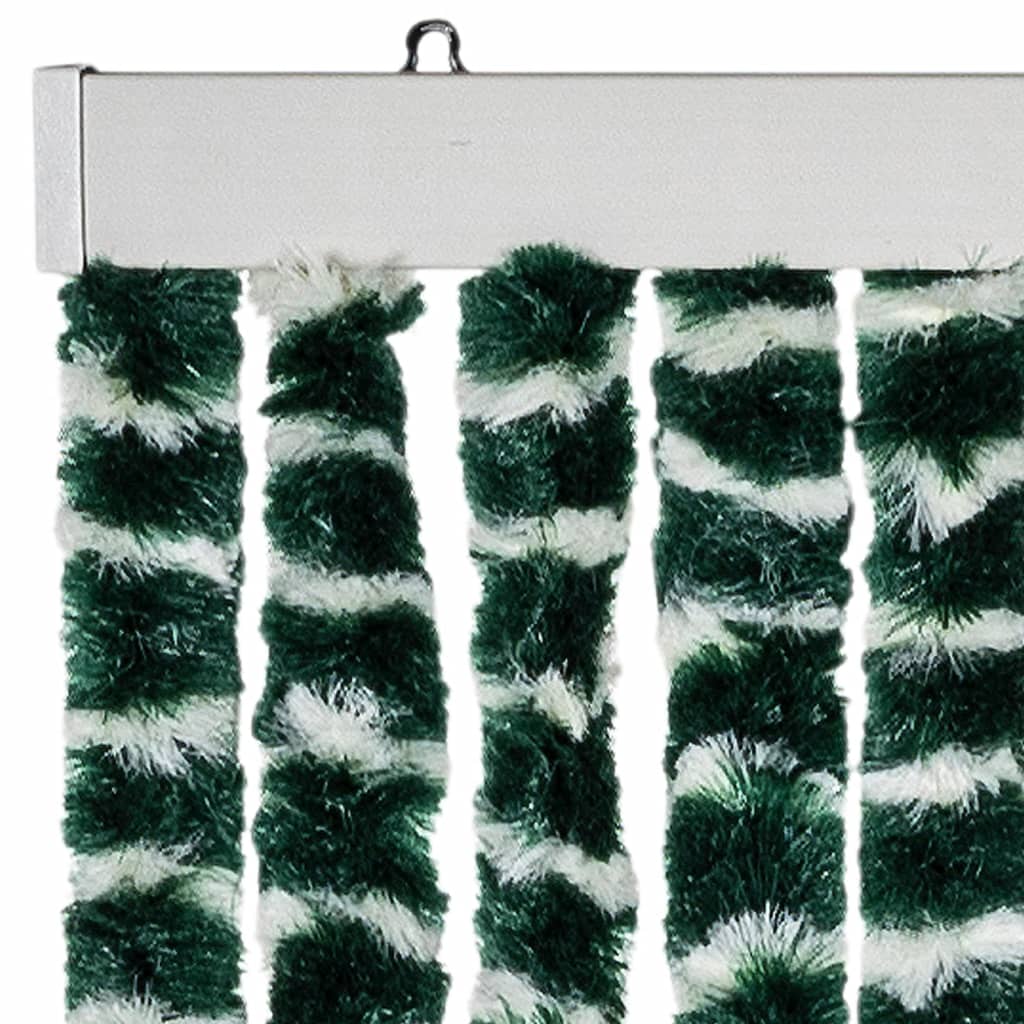 flueforhæng 118x220 cm chenille grøn og hvid - Image 4