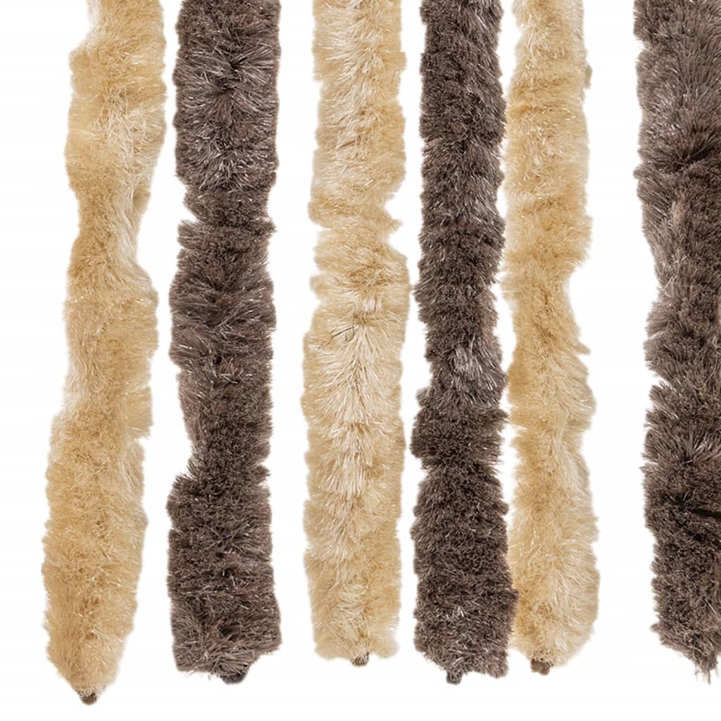 flueforhæng 118x220 cm chenille mørkebrun og beige - Image 6