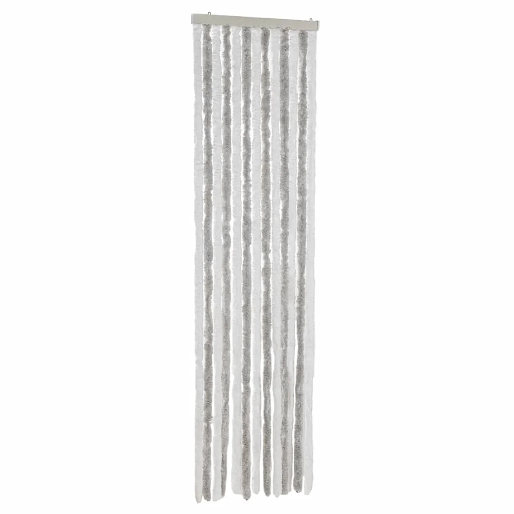 flueforhæng 56x185 cm chenille lysegrå og hvid - Image 2