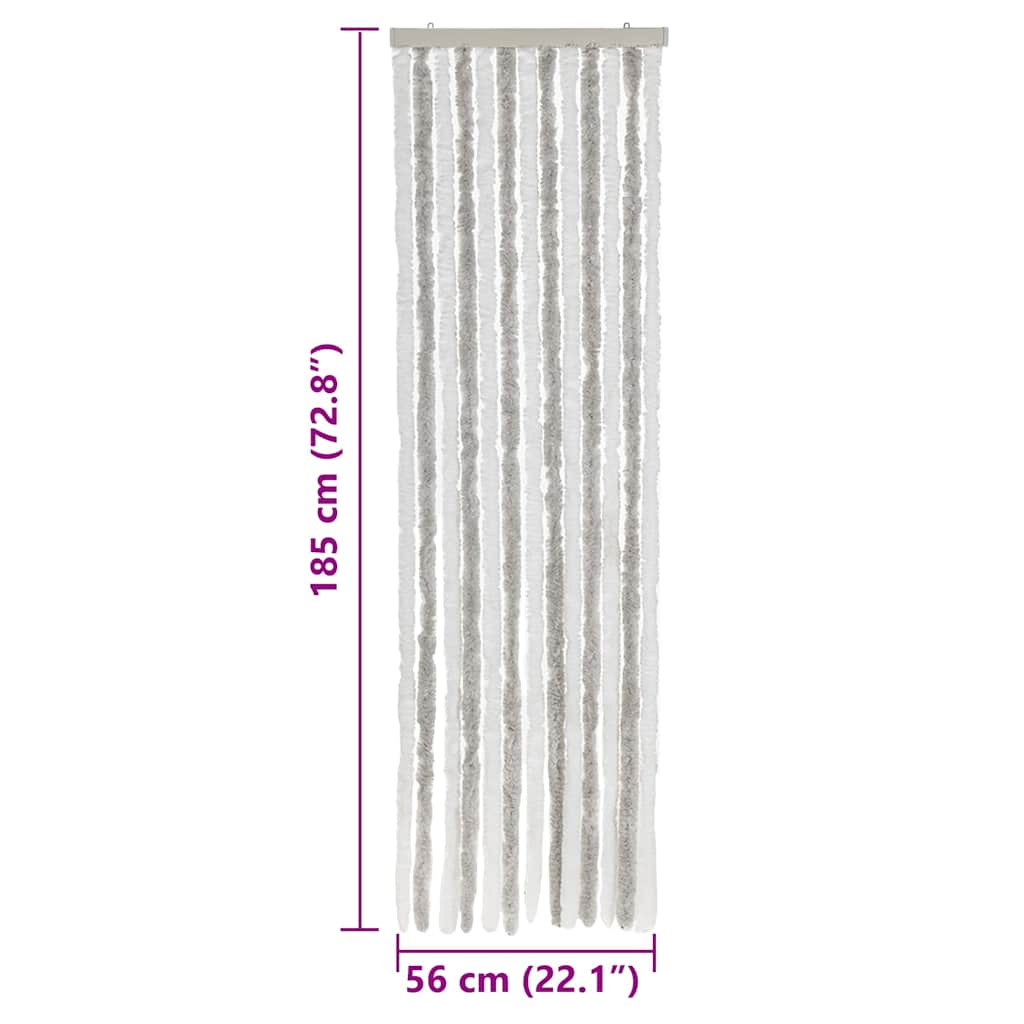 flueforhæng 56x185 cm chenille lysegrå og hvid - Image 7