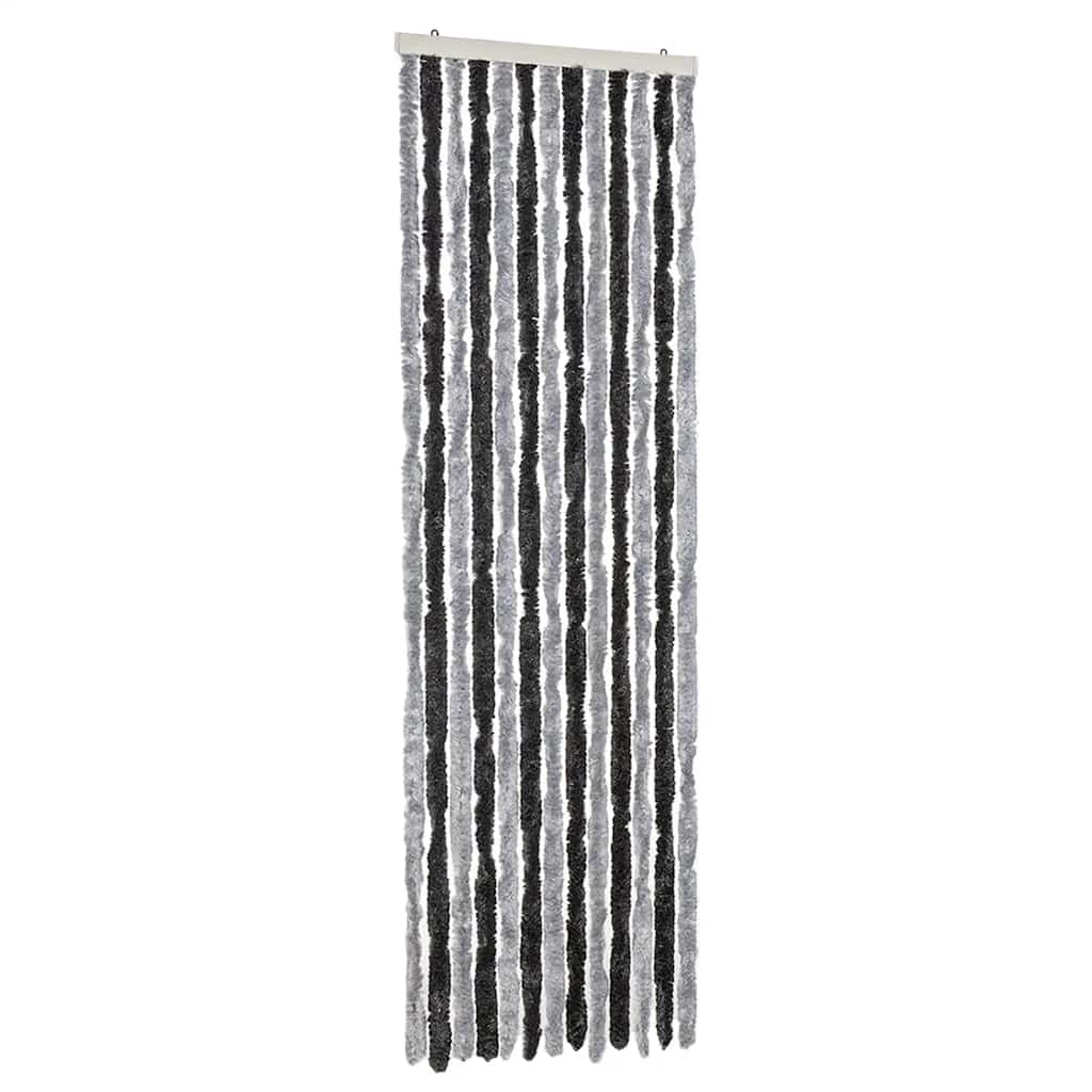 flueforhæng 56x200 cm chenille grå og sort - Image 2