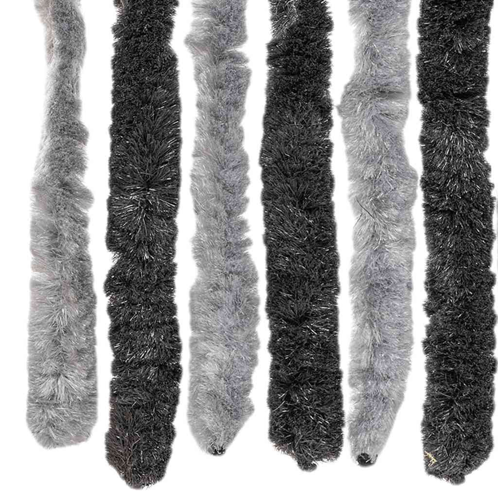 flueforhæng 56x200 cm chenille grå og sort - Image 5