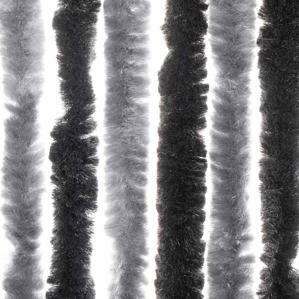 flueforhæng 56x200 cm chenille grå og sort - Image 6
