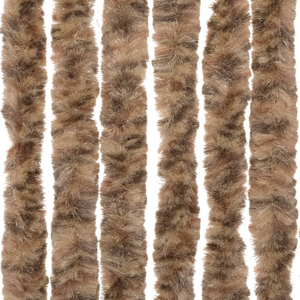 flueforhæng 90x200 cm chenille beige og mørkebrun - Image 6