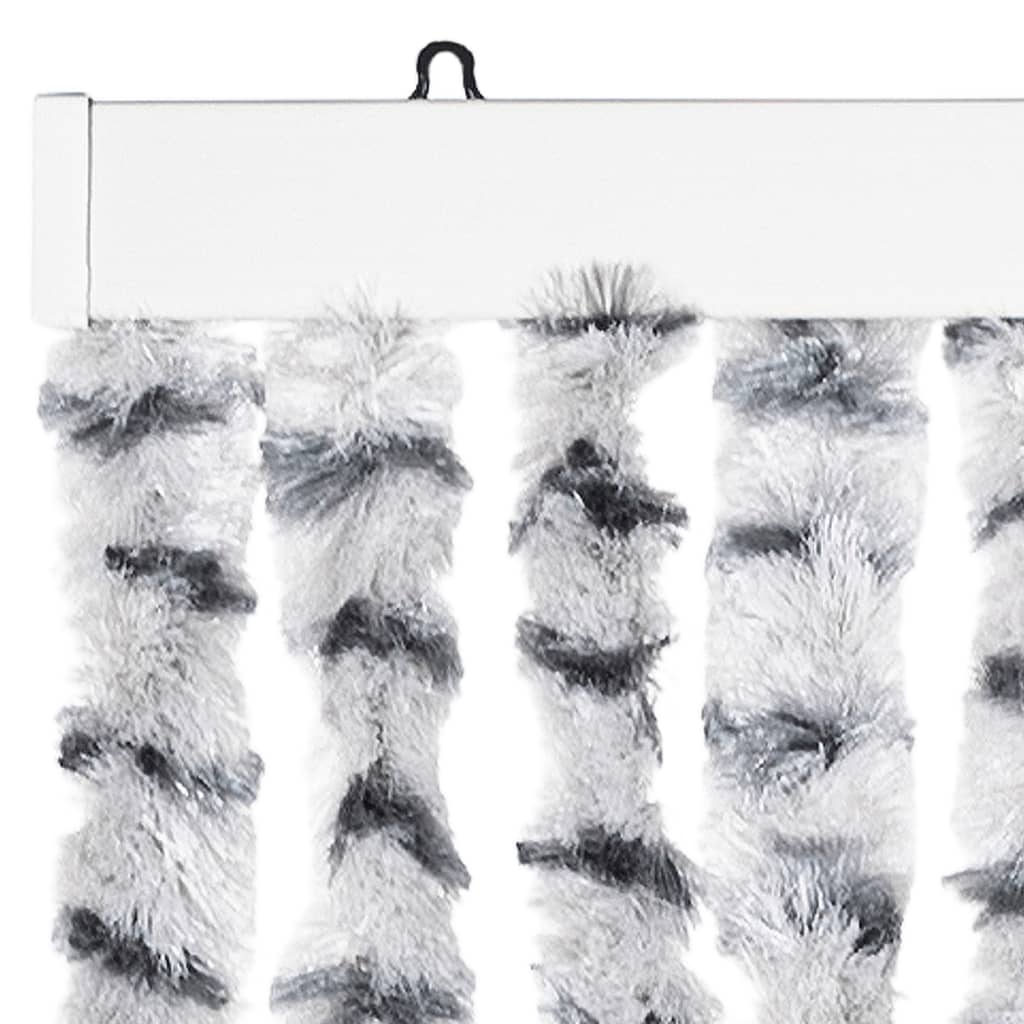 flueforhæng 90x200 cm chenille lysegrå og mørkegrå - Image 4