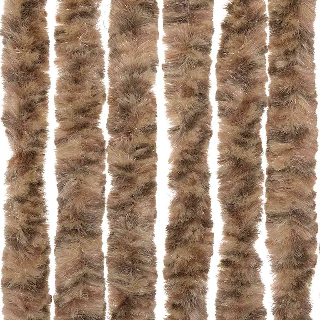 flueforhæng 90x220 cm chenille beige og mørkebrun - Image 6