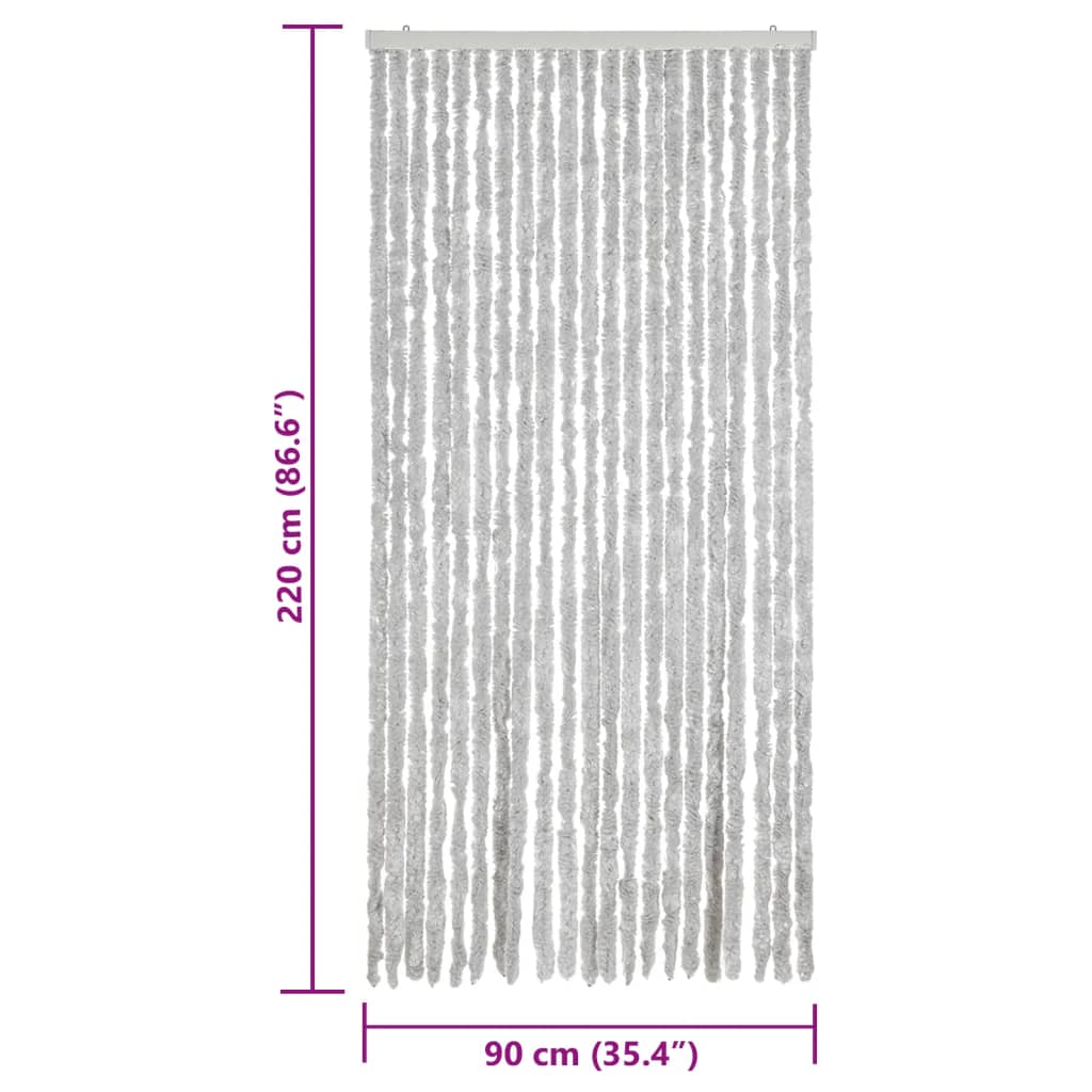 flueforhæng 90x220 cm chenille grå - Image 7