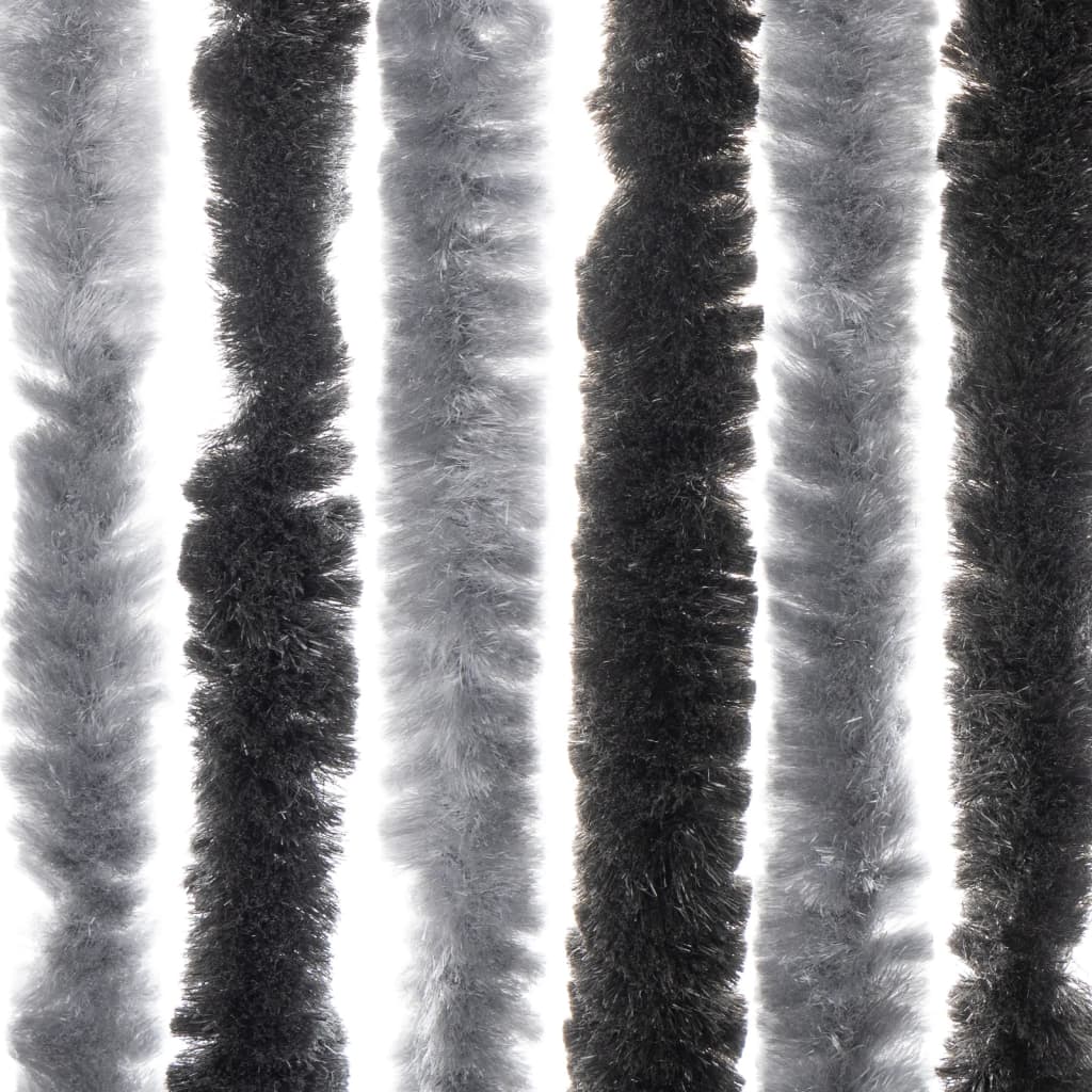 flueforhæng 90x220 cm chenille grå og sort - Image 6