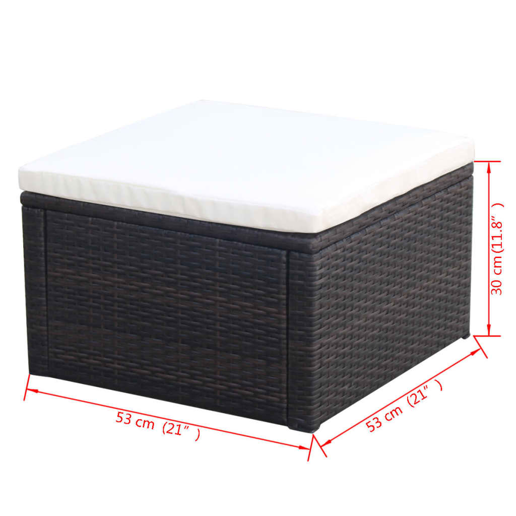 fodskammel ottoman i polyrattan 53 x 53 x 30 cm brun - Image 4