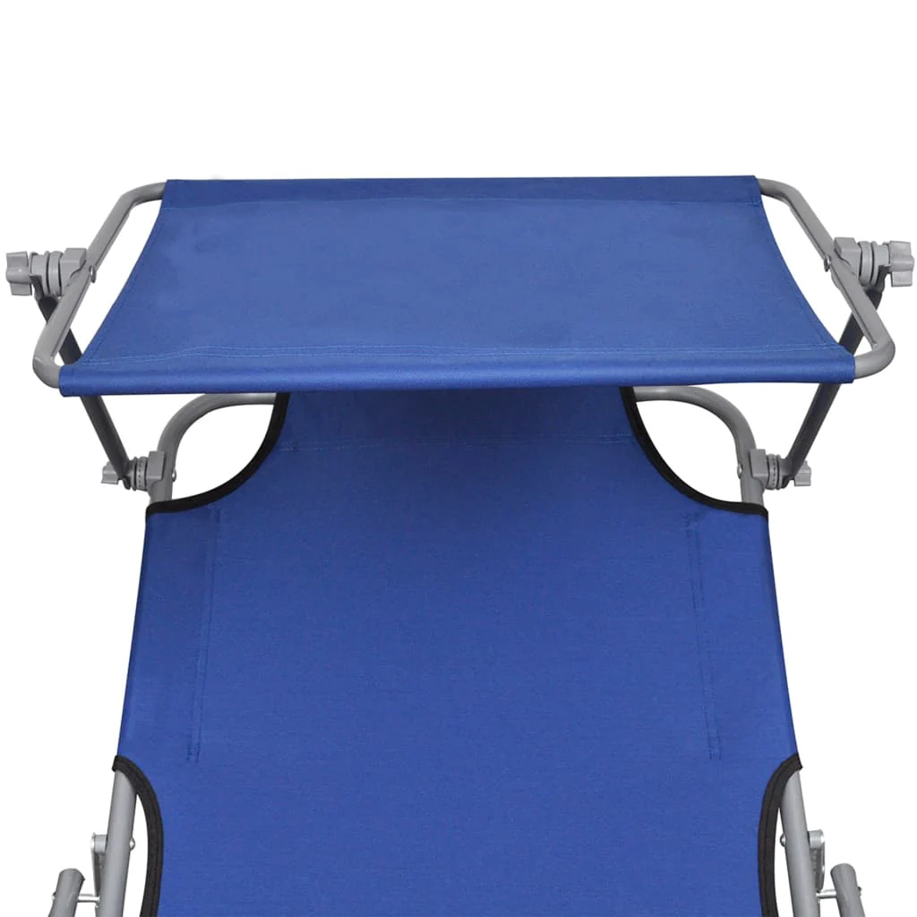 foldbar liggestol med baldakin aluminium blå - Image 6