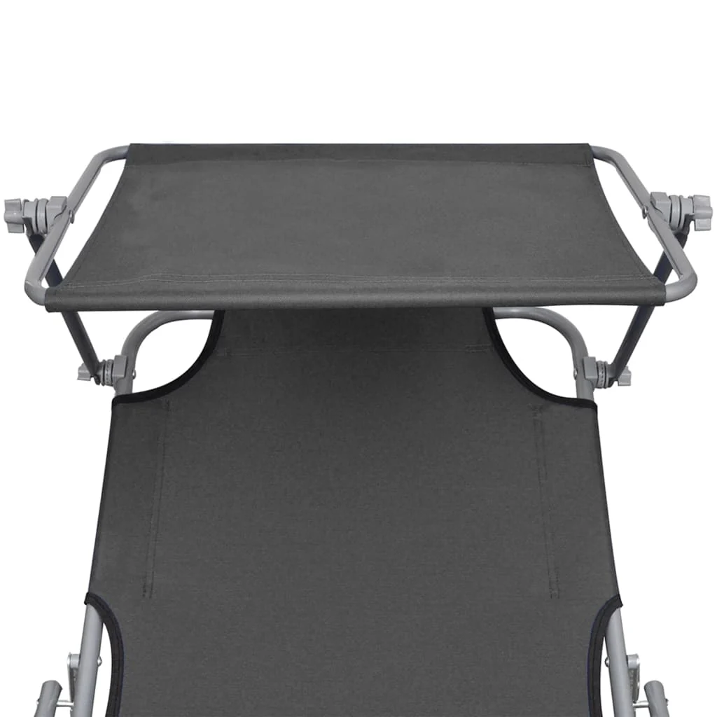 foldbar liggestol med baldakin aluminium grå - Image 6