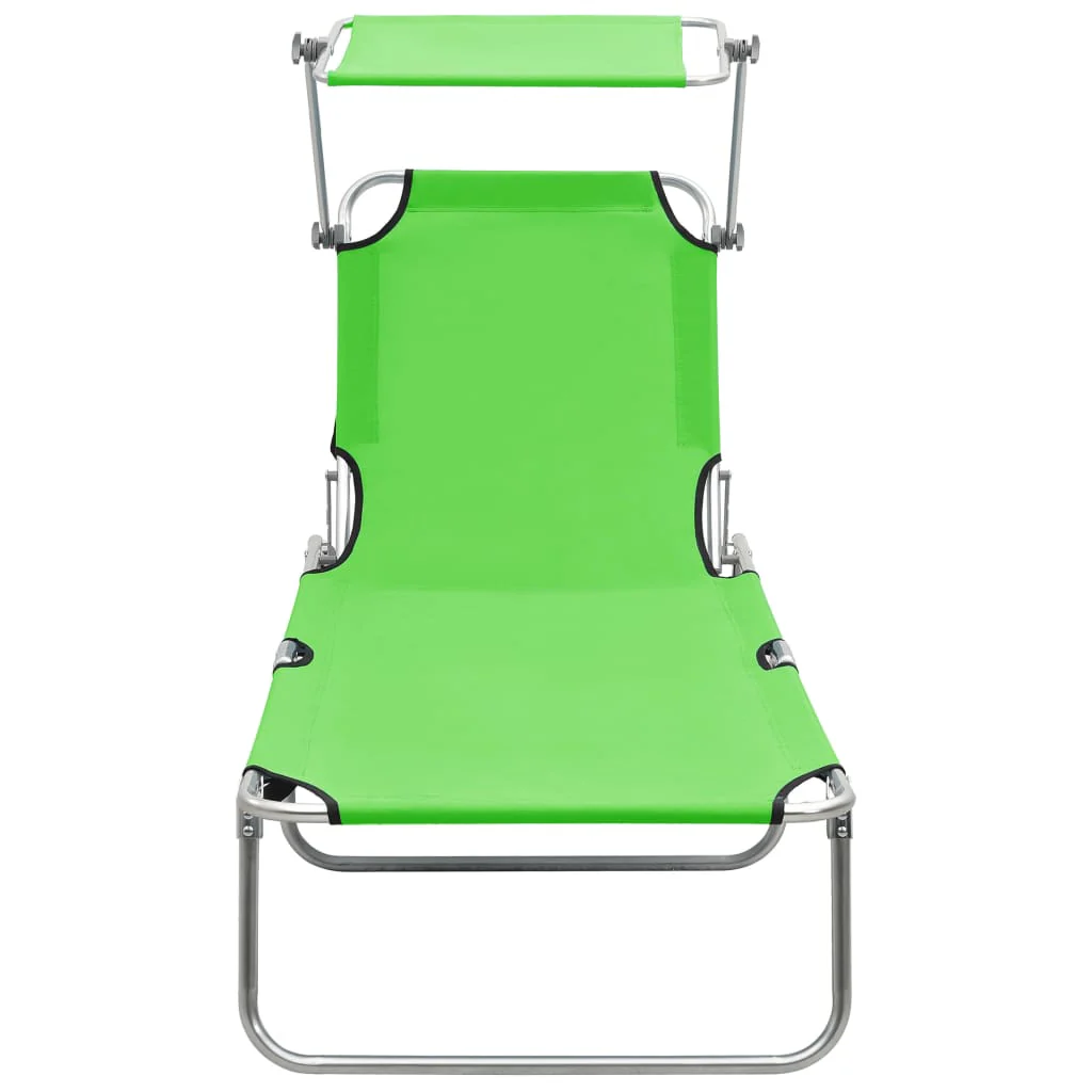 foldbar liggestol med baldakin aluminium grøn - Image 3