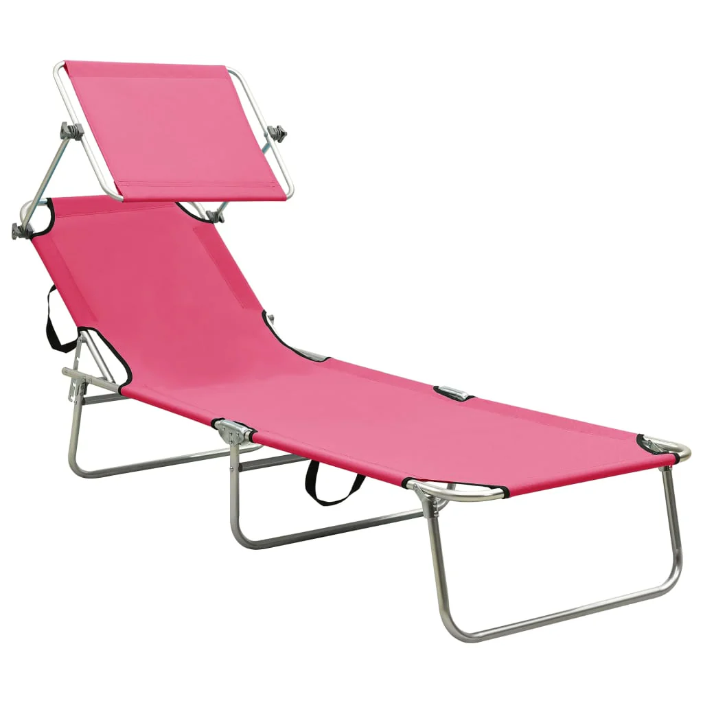 foldbar liggestol med baldakin aluminium pink - Image 2