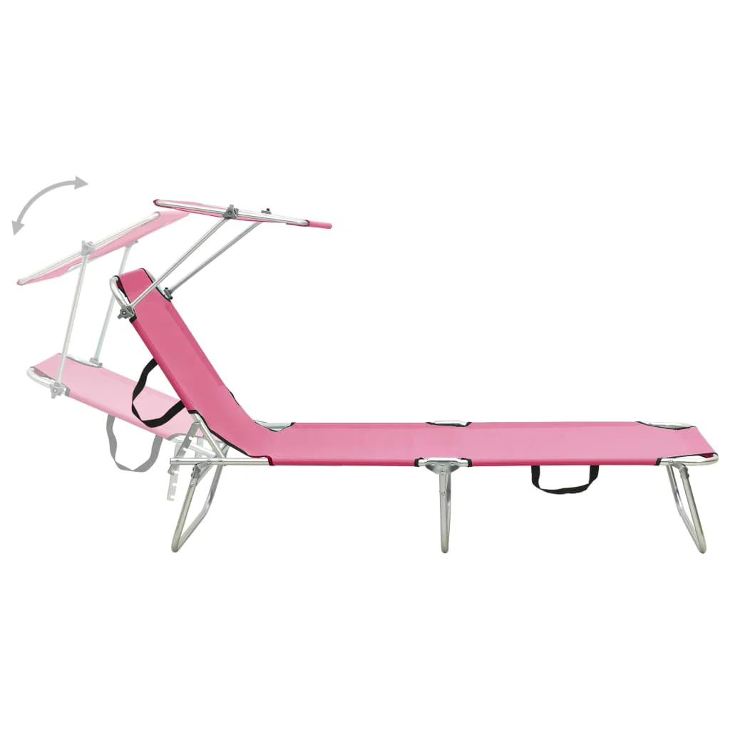 foldbar liggestol med baldakin aluminium pink - Image 4