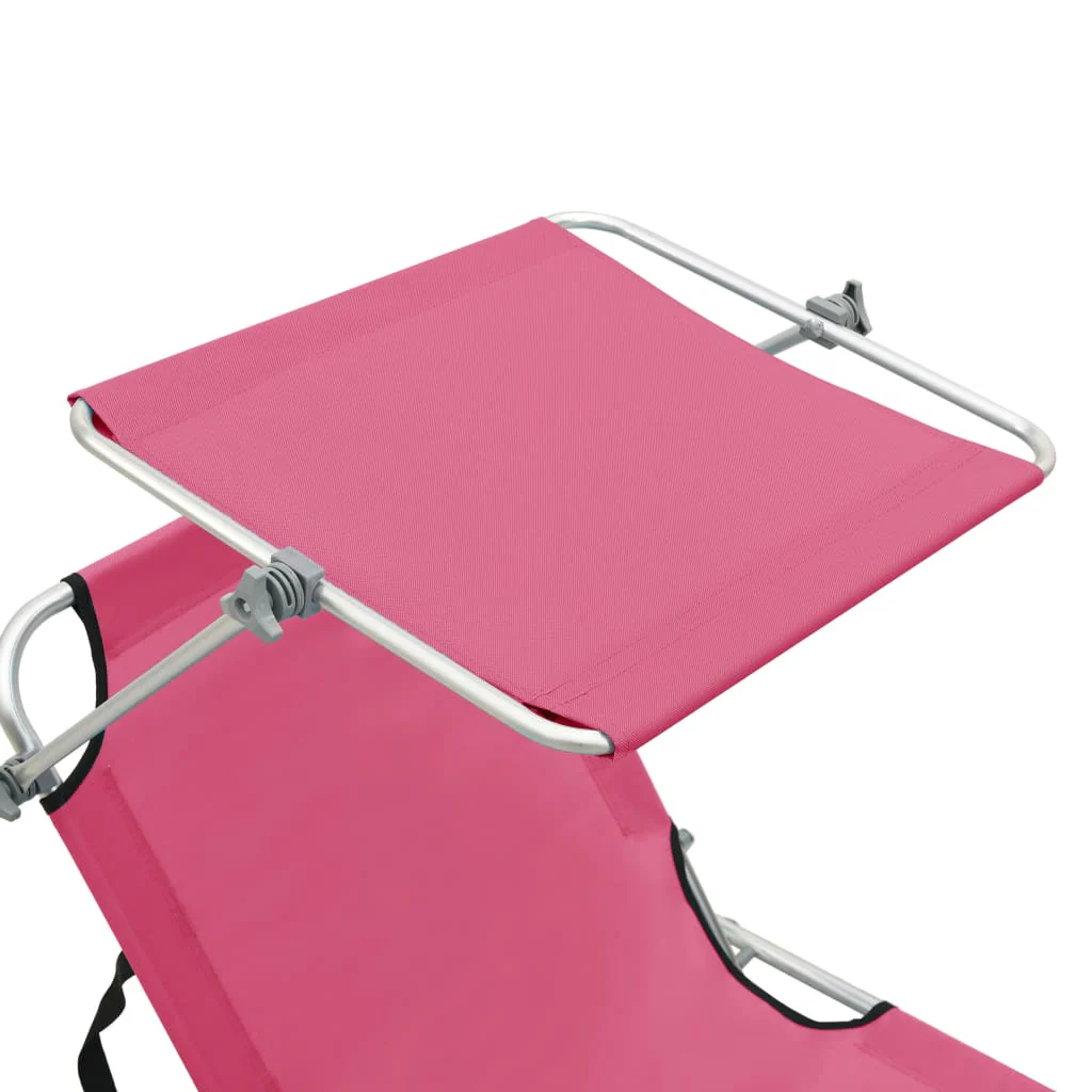 foldbar liggestol med baldakin stål pink - Image 7
