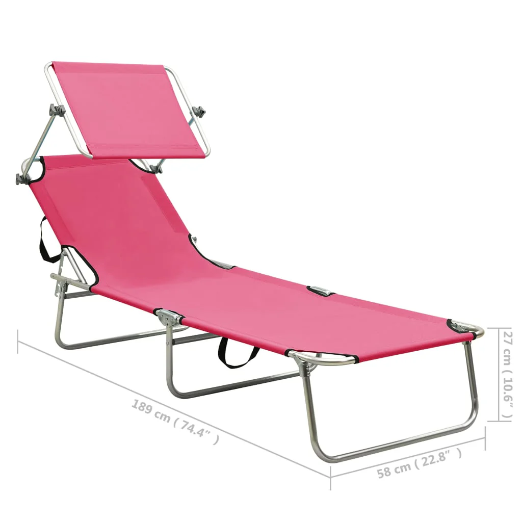 foldbar liggestol med baldakin stål pink - Image 8