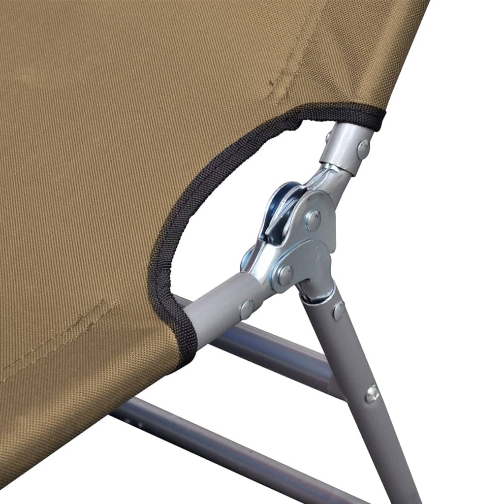 foldbar liggestol med hovedhynde justerbart ryglæn gråbrun - Image 6