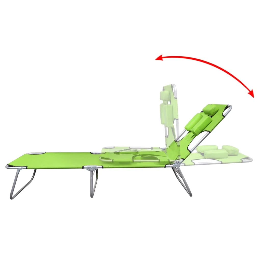 foldbar liggestol med hovedpude pulverlakeret stål grøn - Image 3