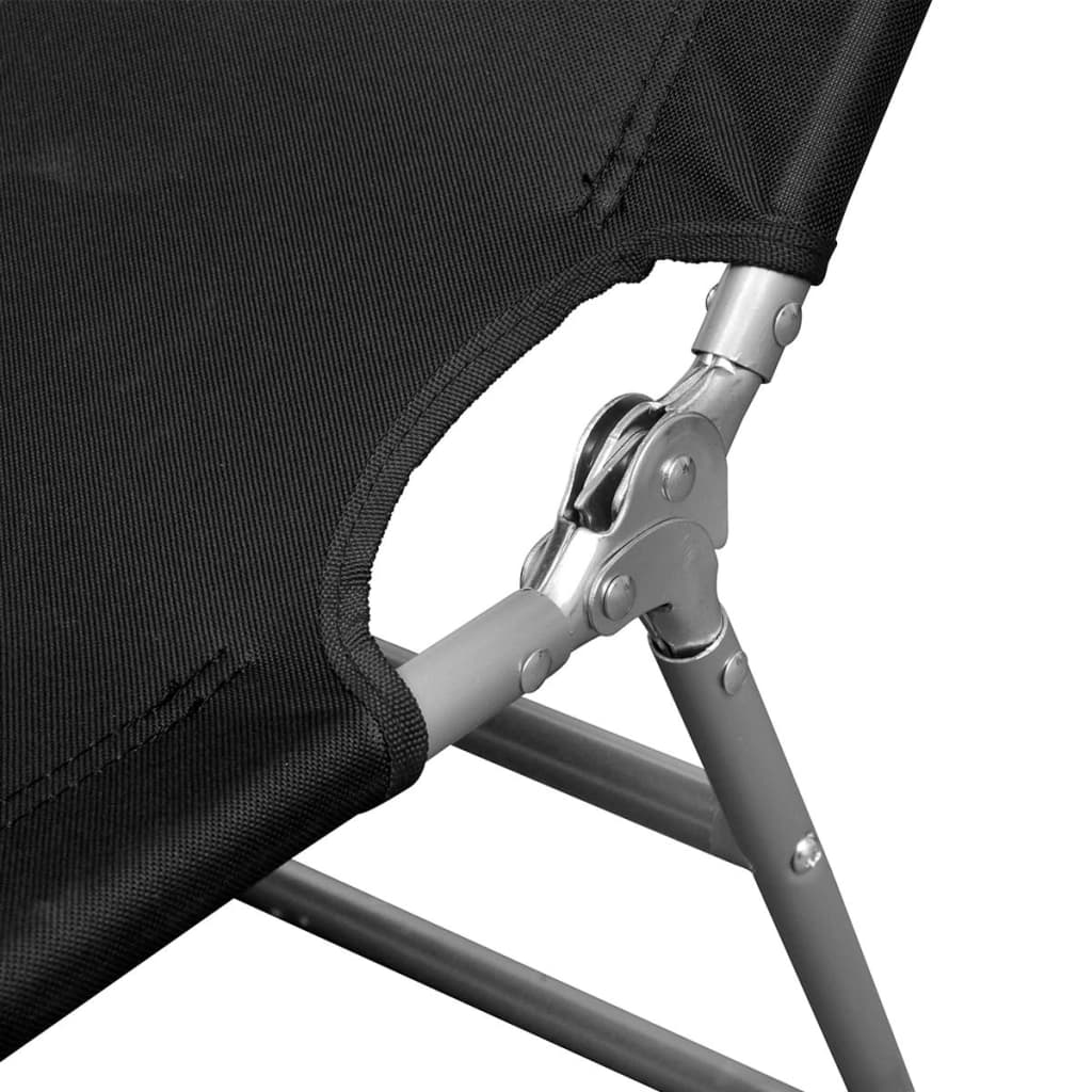 foldbar liggestol med hovedpude pulverlakeret stål sort - Image 5