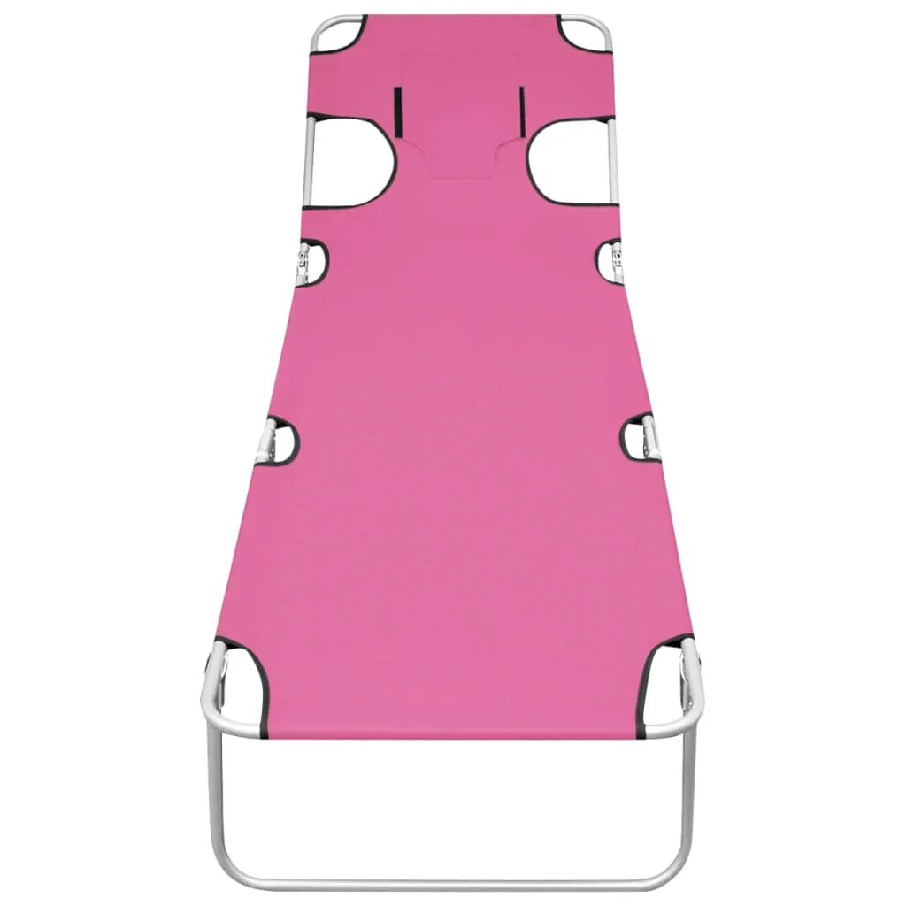 foldbar liggestol med nakkehynde stål pink - Image 2