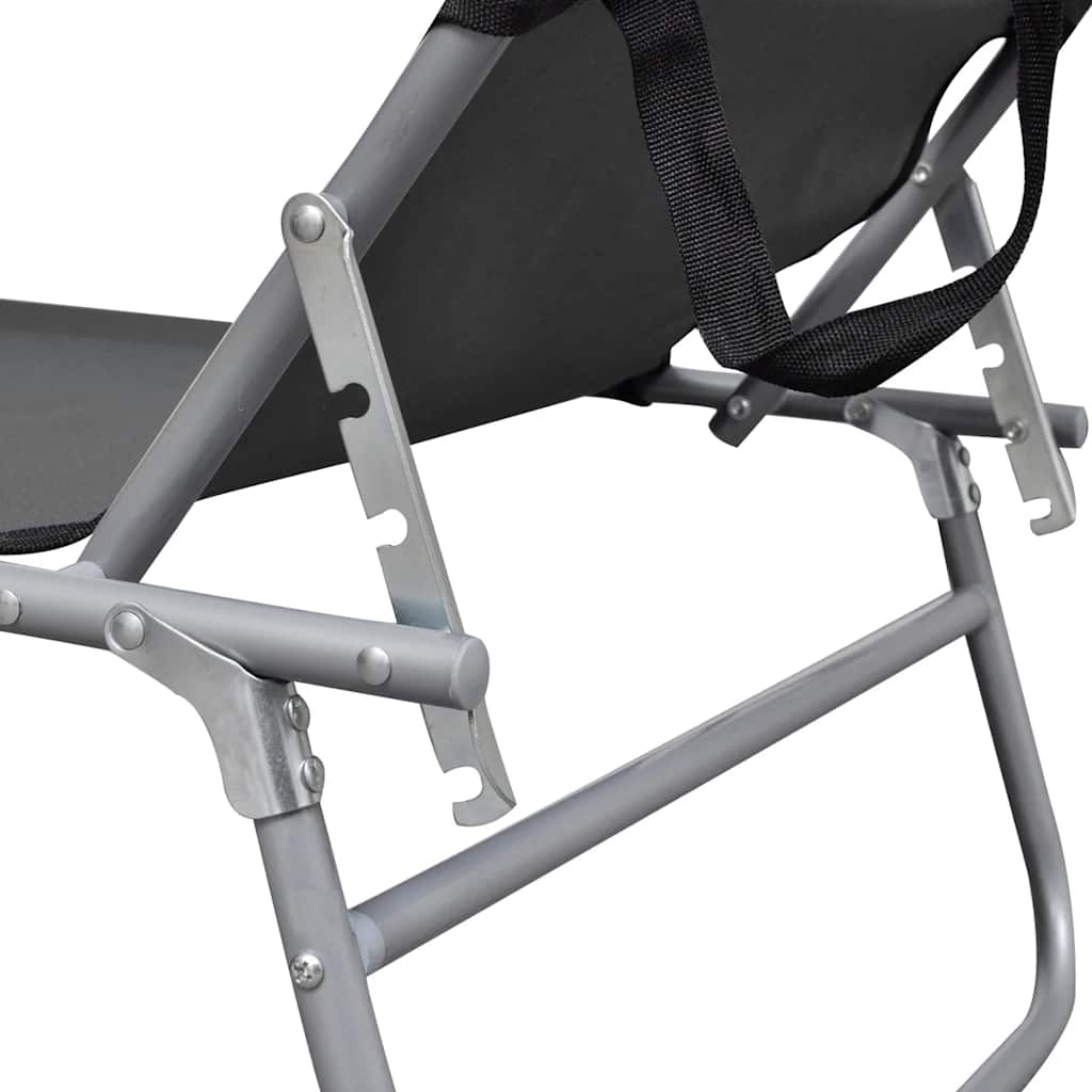 foldbar liggestol med tag stål grå - Image 6