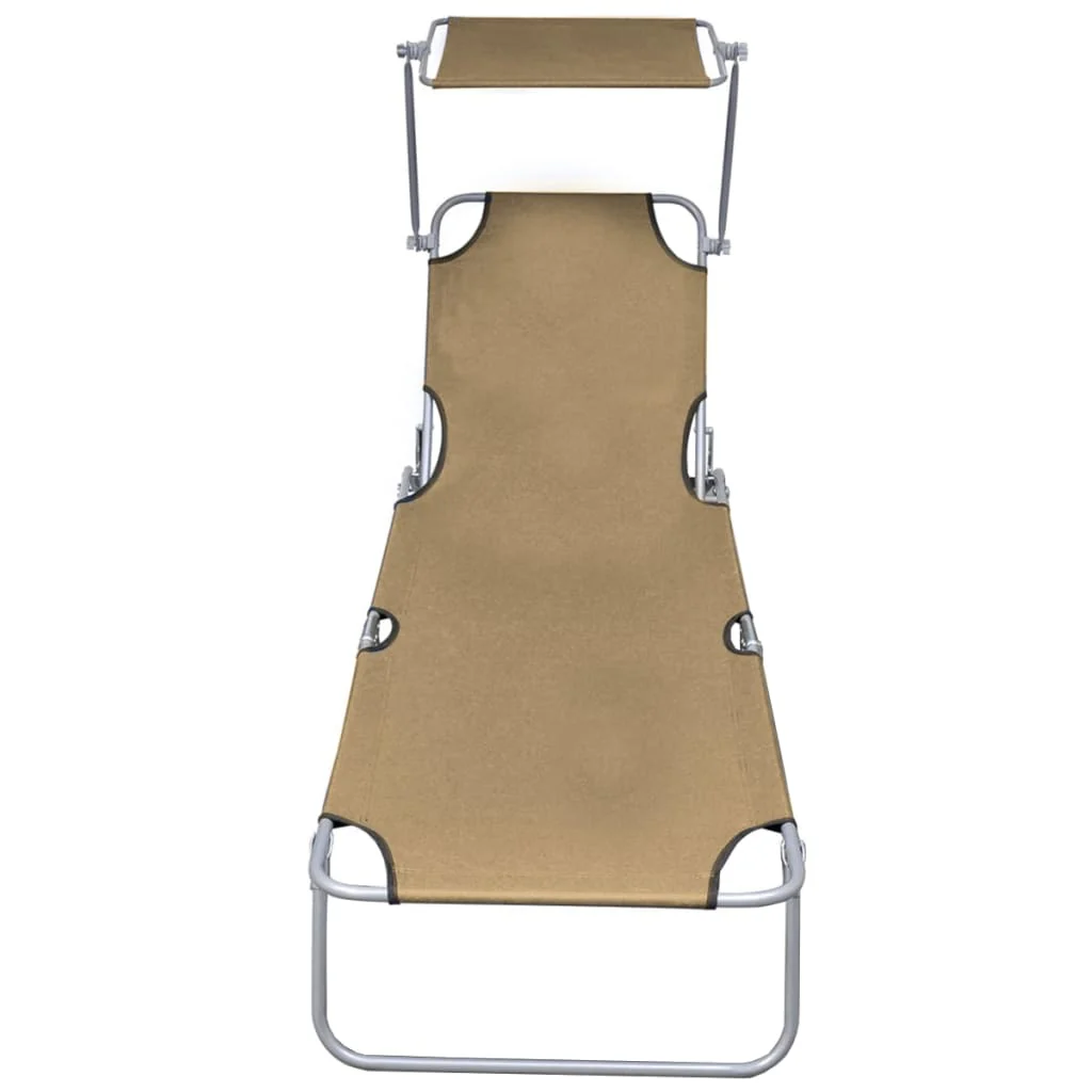 foldbar liggestol med tag stål gråbrun - Image 2
