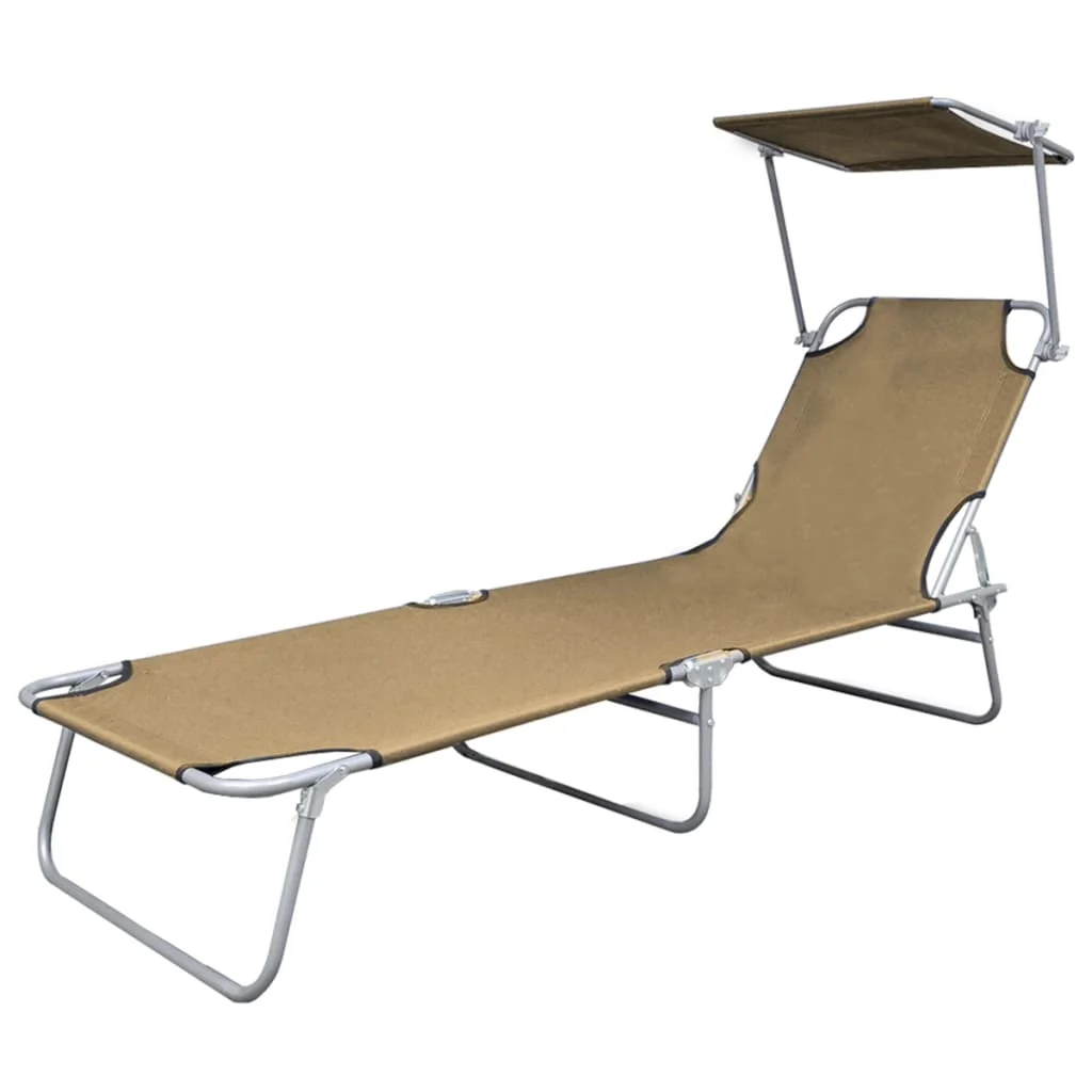 foldbar liggestol med tag stål gråbrun - Image 3