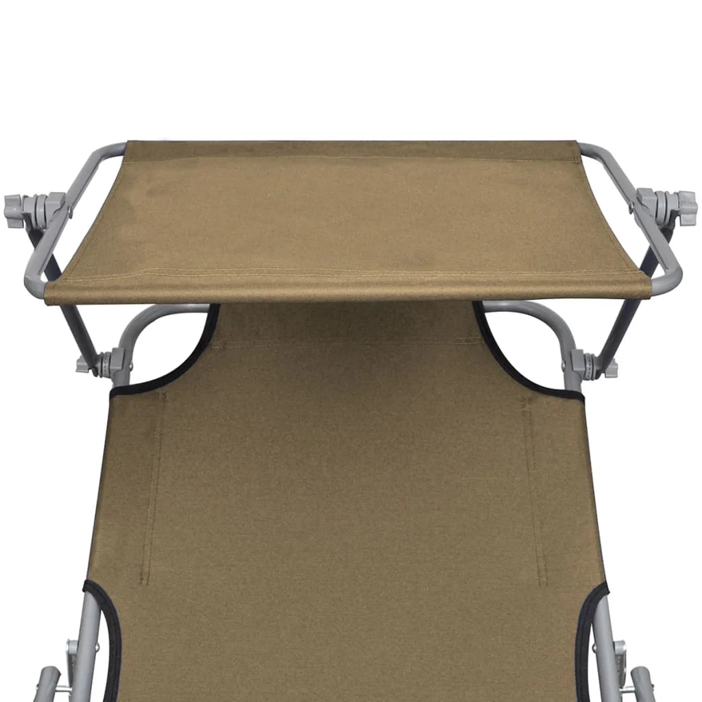 foldbar liggestol med tag stål gråbrun - Image 5
