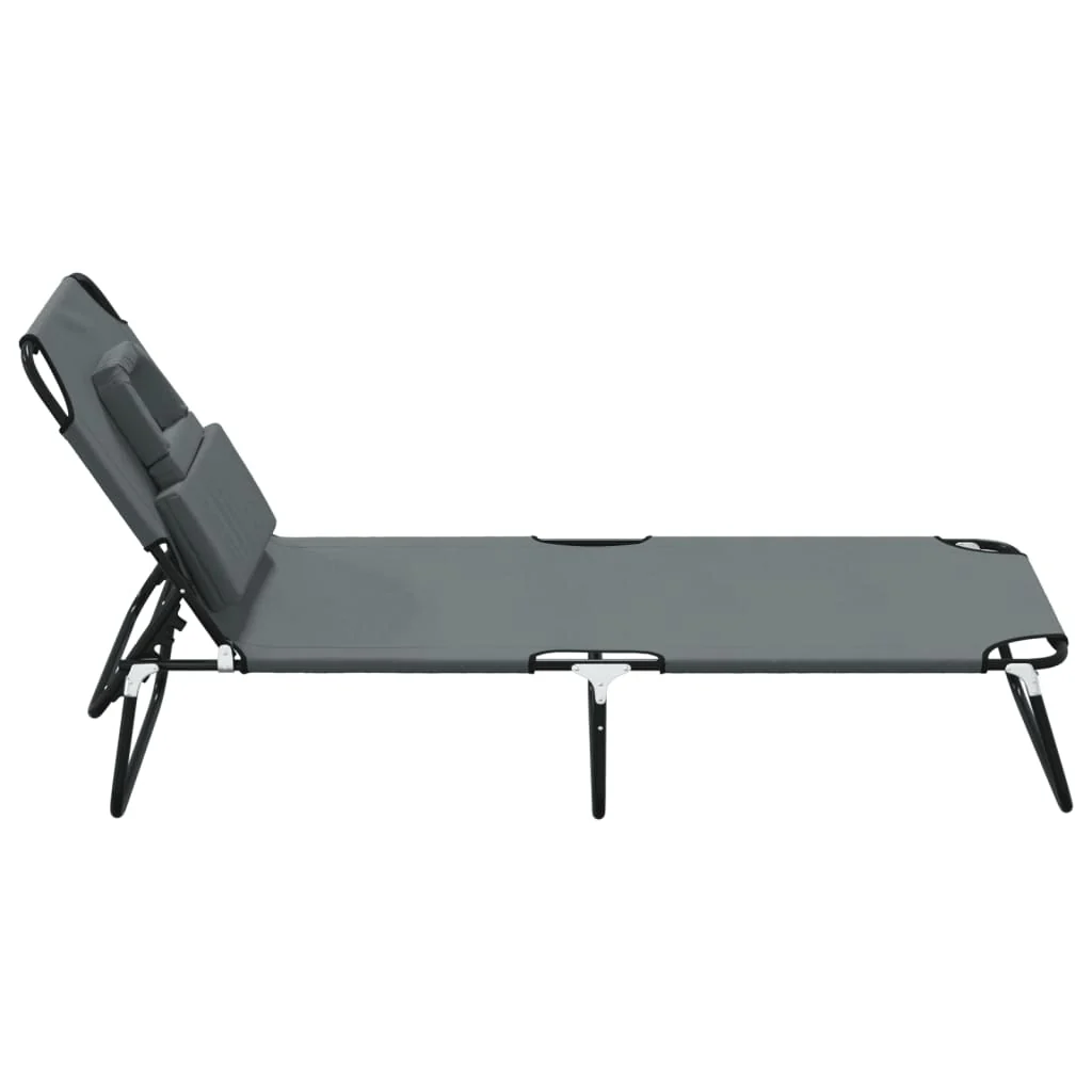 foldbar liggestol oxfordstof og pulverlakeret stål grå - Image 4
