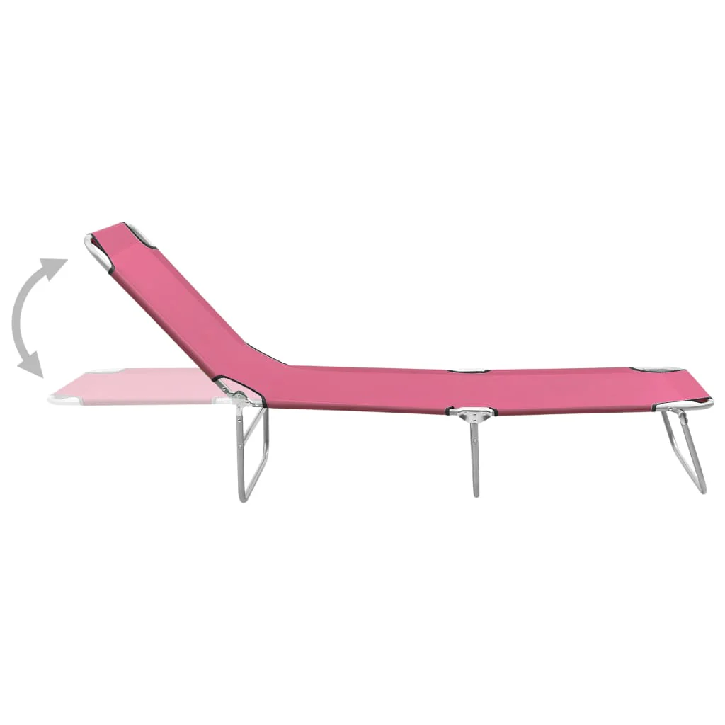 foldbar liggestol stål og stof pink - Image 3