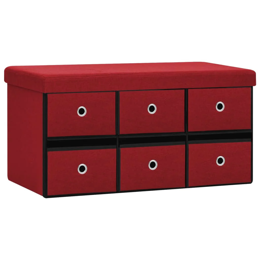 foldbar opbevaringsbænk 76x38x38 cm kunstlærred vinrød - Image 2