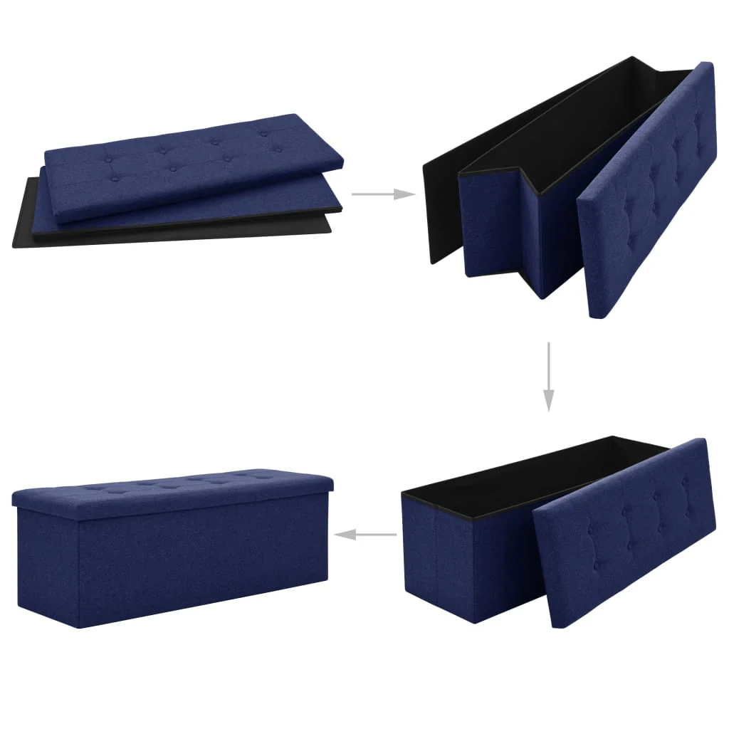foldbar opbevaringsbænk kunstlærred blå - Image 5