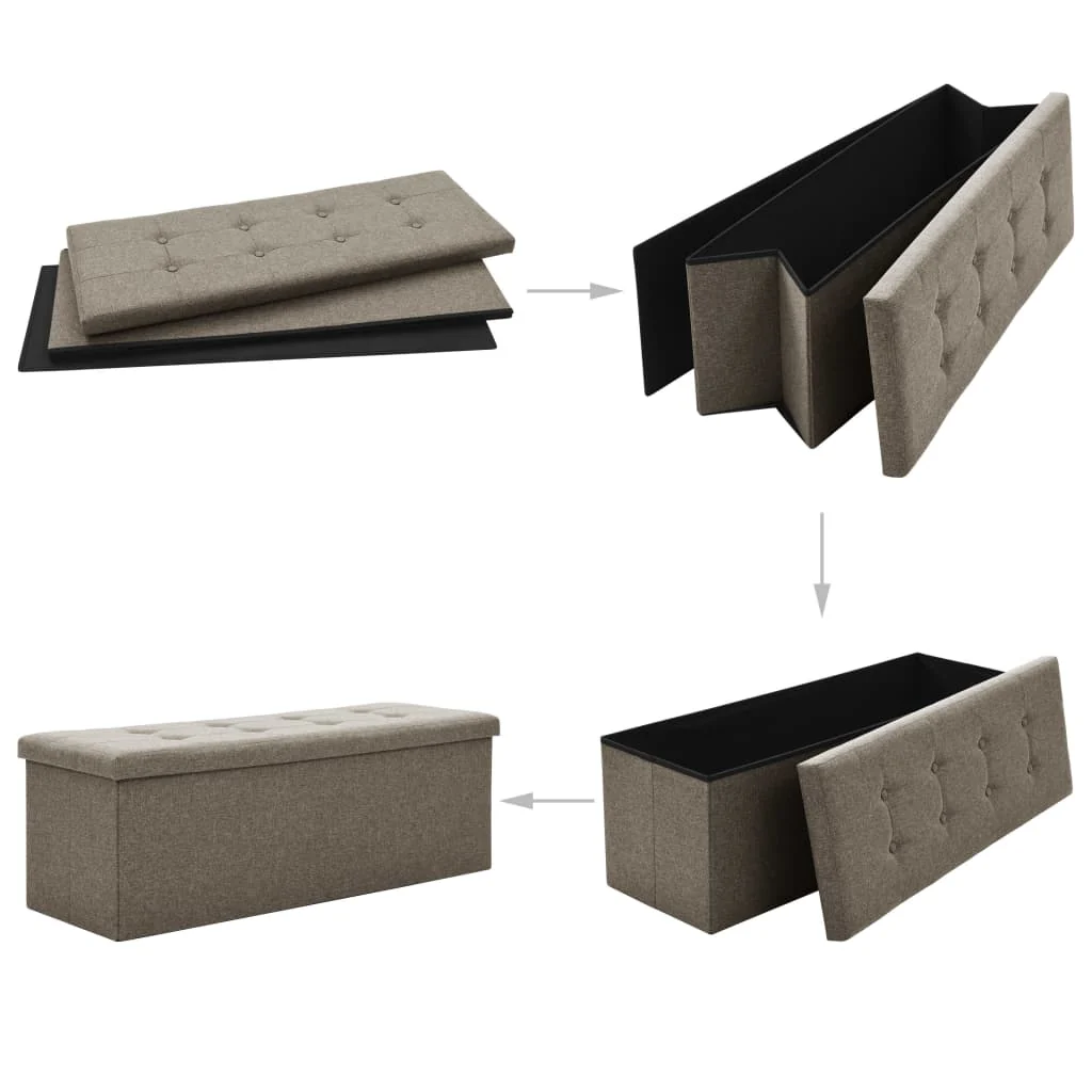 foldbar opbevaringsbænk kunstlærred gråbrun - Image 5