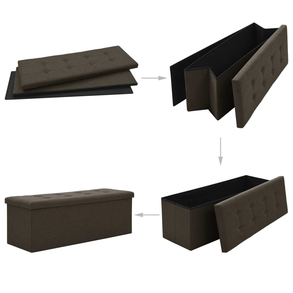 foldbar opbevaringsbænk kunstlærred mørkebrun - Image 5