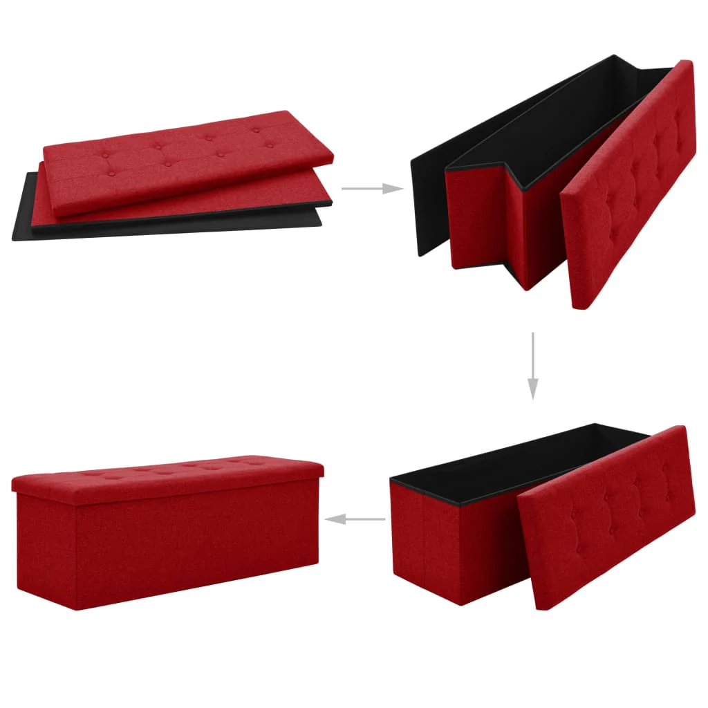 foldbar opbevaringsbænk kunstlærred vinrød - Image 5