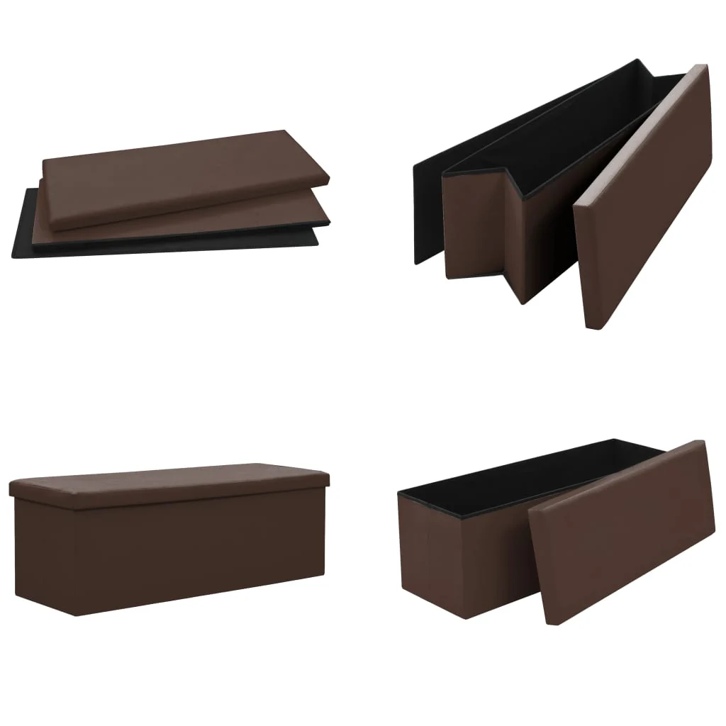 foldbar opbevaringsbænk PVC brun - Image 5