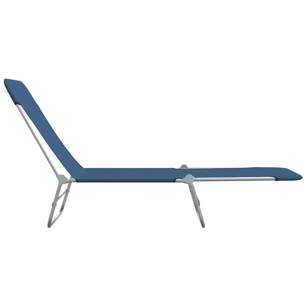 foldbare liggestole 2 stk. stål og stof blå - Image 4