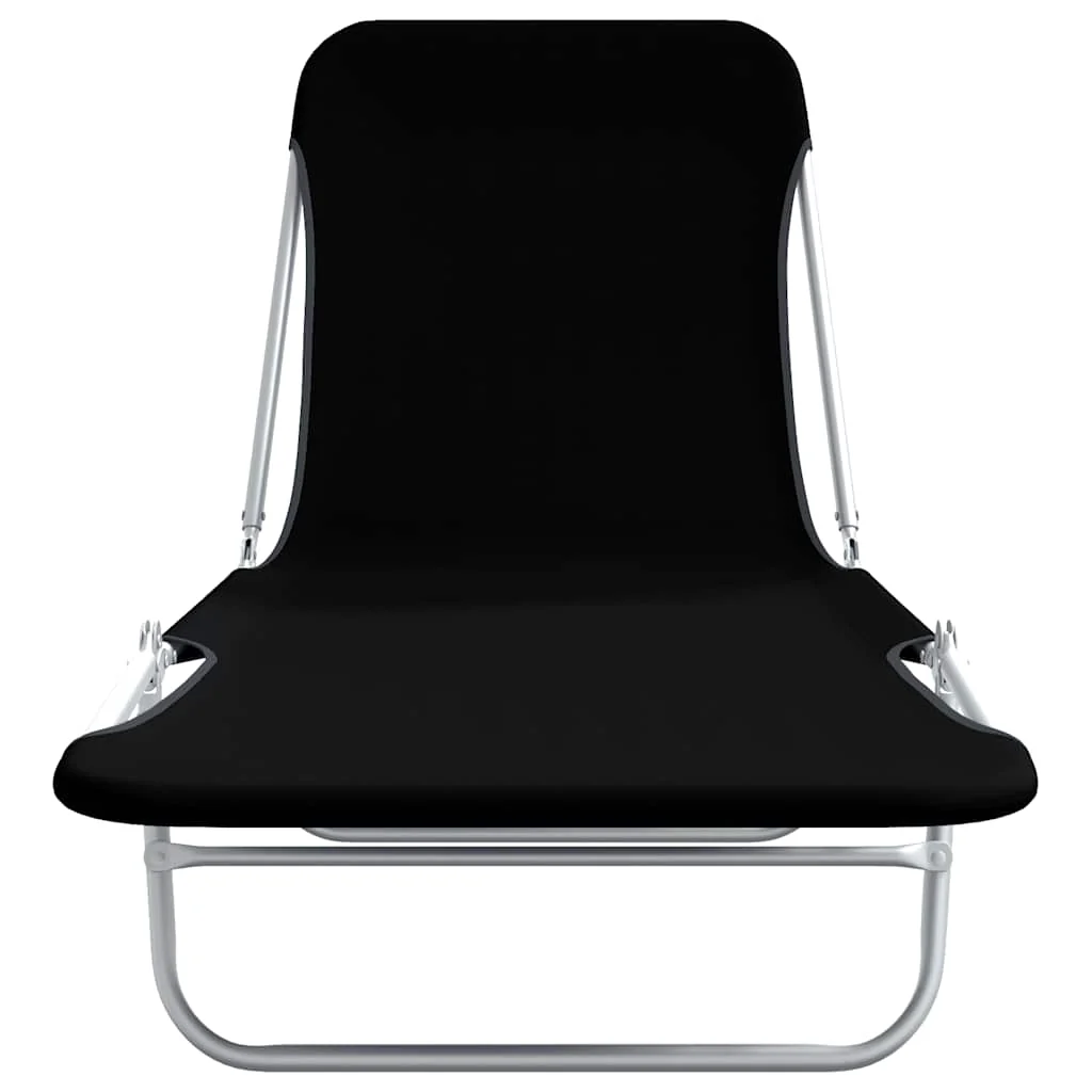 foldbare liggestole 2 stk. stål og stof sort - Image 3