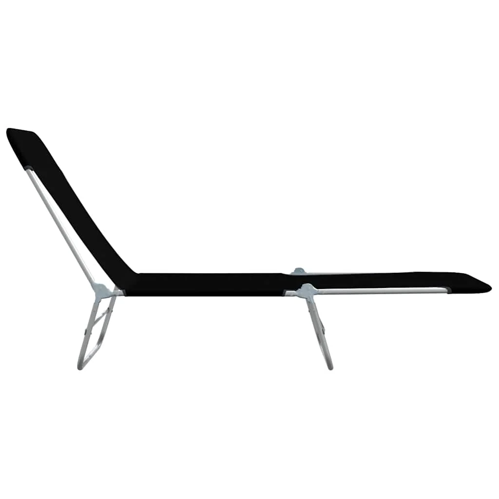 foldbare liggestole 2 stk. stål og stof sort - Image 4