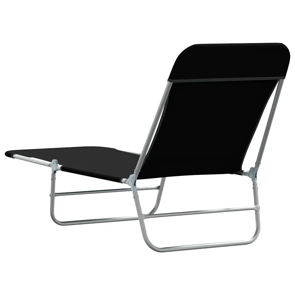 foldbare liggestole 2 stk. stål og stof sort - Image 5