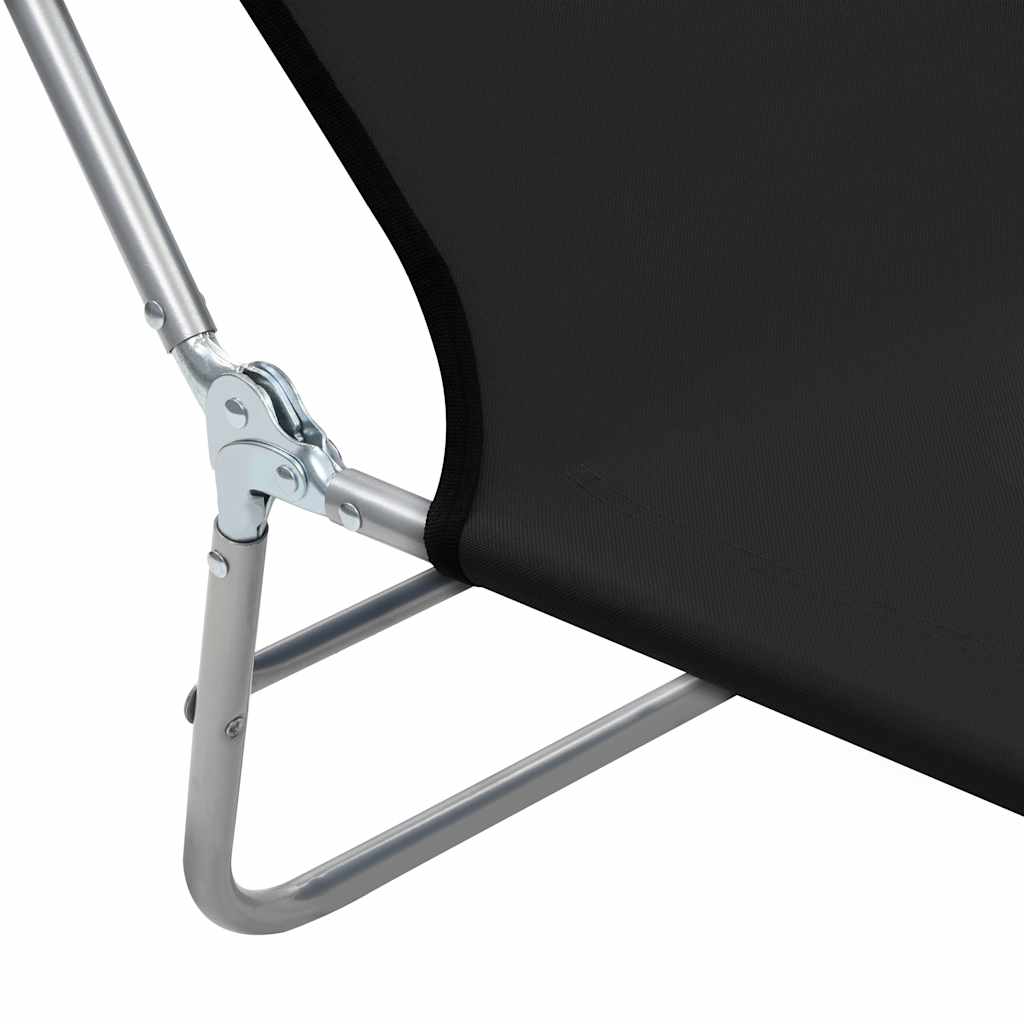 foldbare liggestole 2 stk. stål og stof sort - Image 8