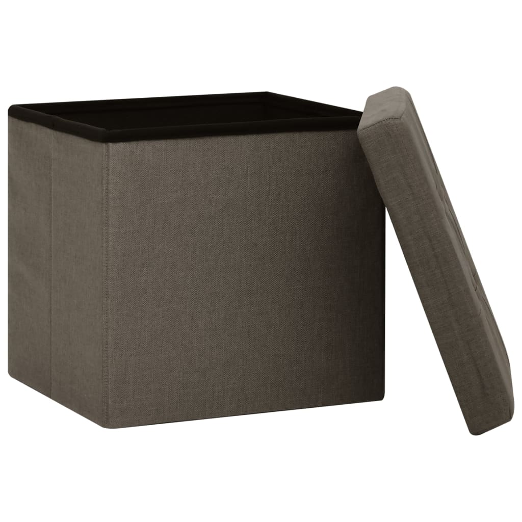 foldbare opbevaringspuffer 2 stk. kunstlærred brun - Image 5