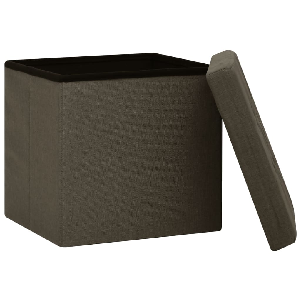 foldbare opbevaringspuffer 2 stk. kunstlærred mørkebrun - Image 5