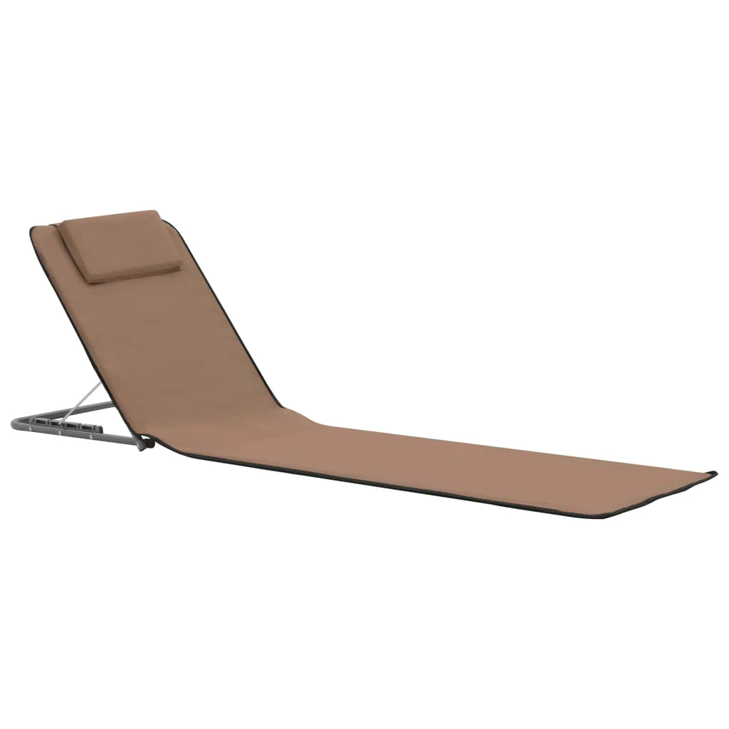 foldbare strandmåtter 2 stk. stål og stof brun - Image 2