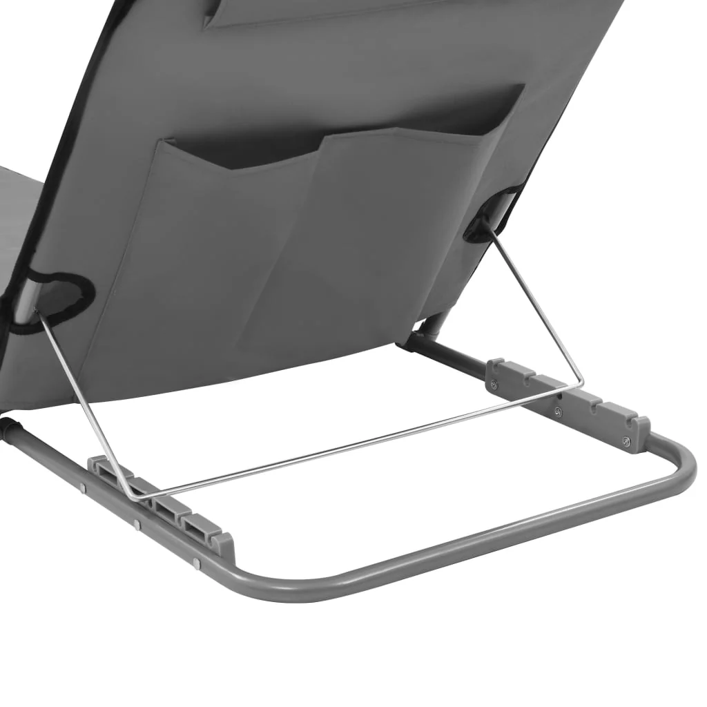 foldbare strandmåtter 2 stk. stål og stof grå - Image 5