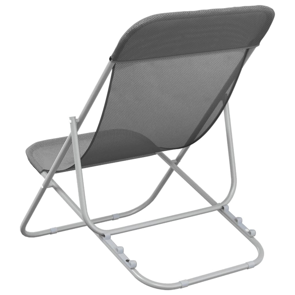 foldbare strandstole 2 stk. textilene og pulverlakeret stål grå - Image 6