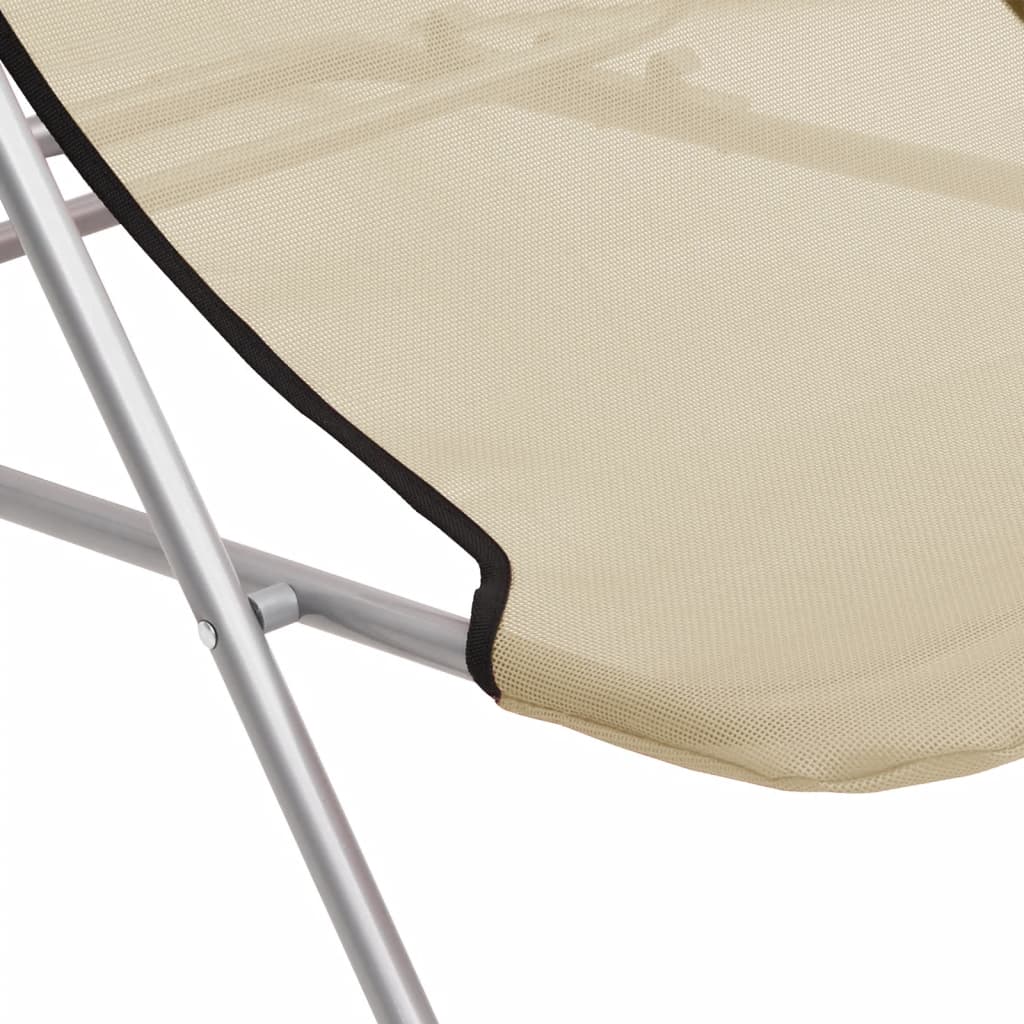 foldbare strandstole 2 stk. textilene pulverlakeret stål creme - Image 9