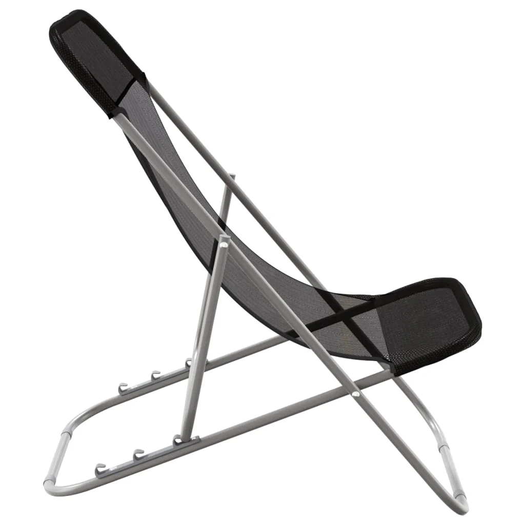 foldbare strandstole 2 stk. textilene pulverlakeret stål sort - Image 5