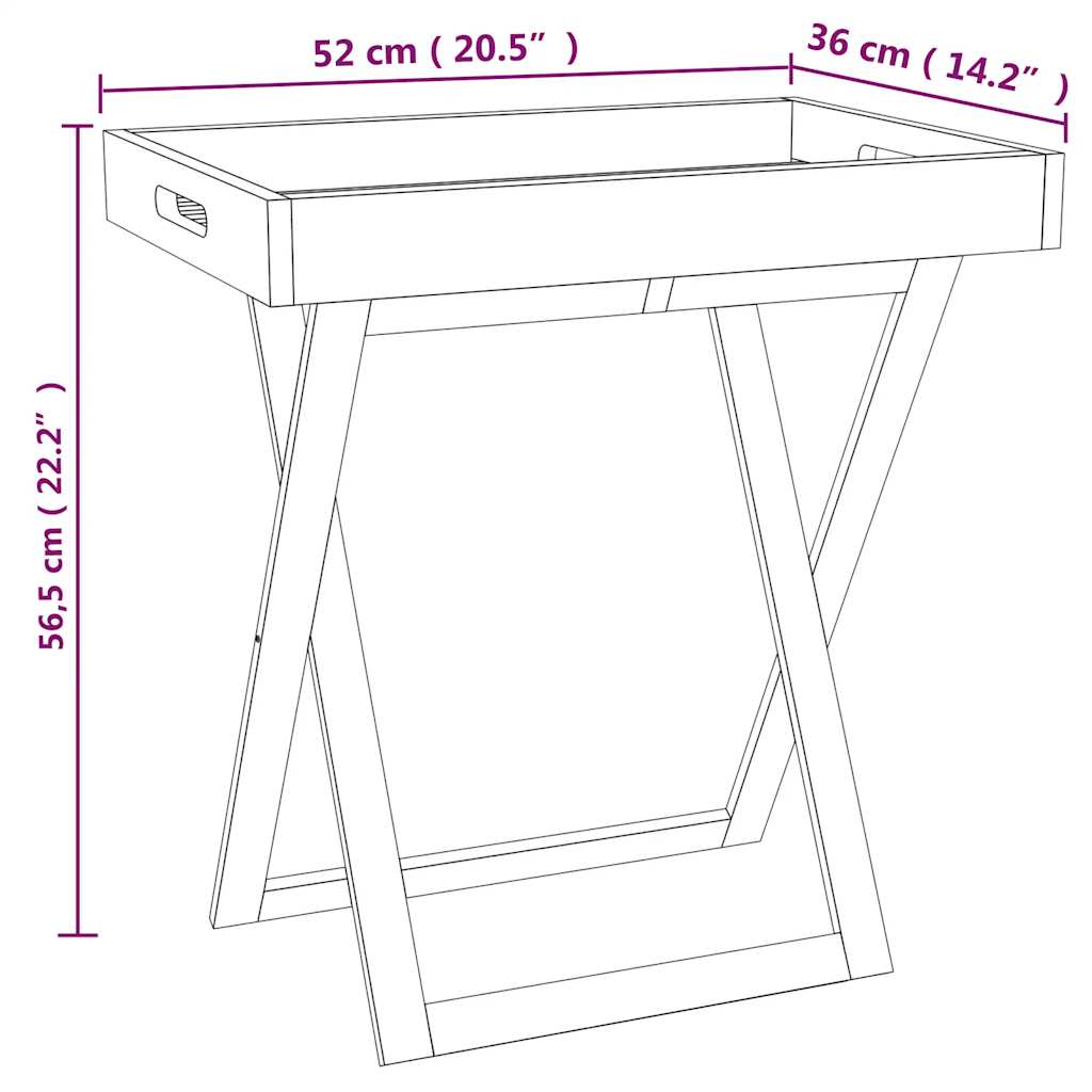 foldbart bakkebord 52x36x56,5 cm massivt valnøddetræ - Image 6