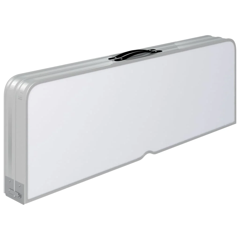 foldbart campingbord med 2 bænke aluminium hvid - Image 4